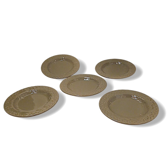 5 Home Grown Riviera Van Beer Stoneware Five 6" Cake Plate Mustard Green Vintage - Picture 7 of 11